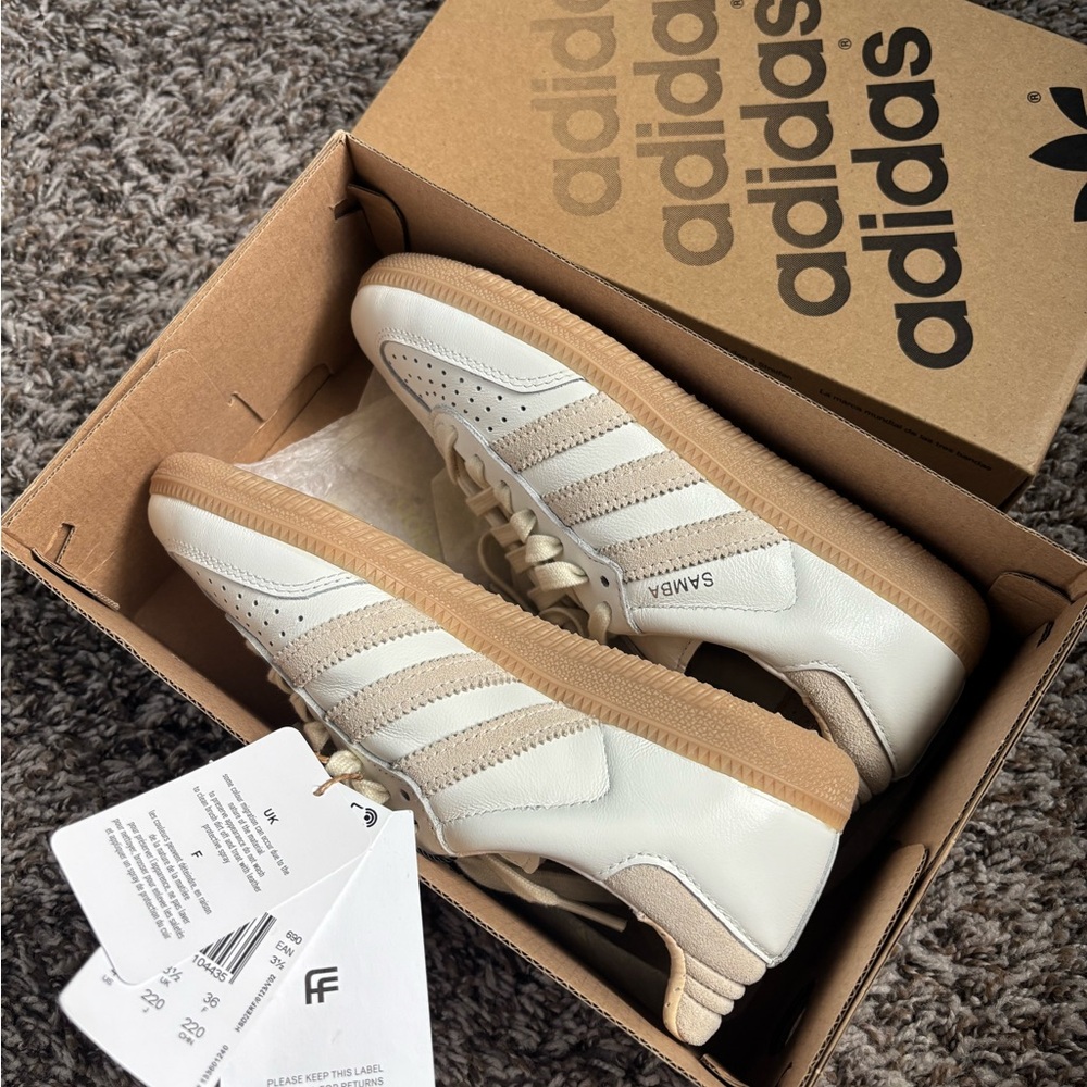 Adidas Samba White and Beige Sneakers